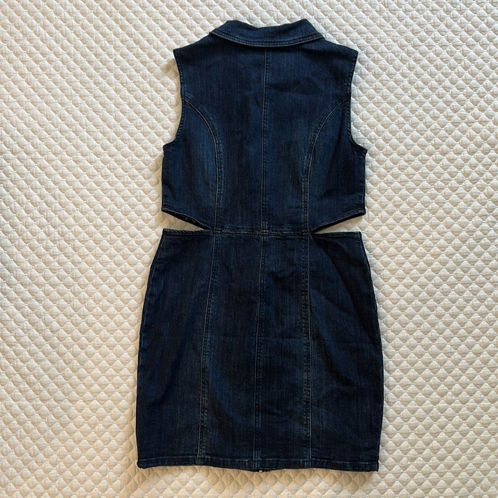 Bebe front zip side cut out denim dress - Picture 6 of 10